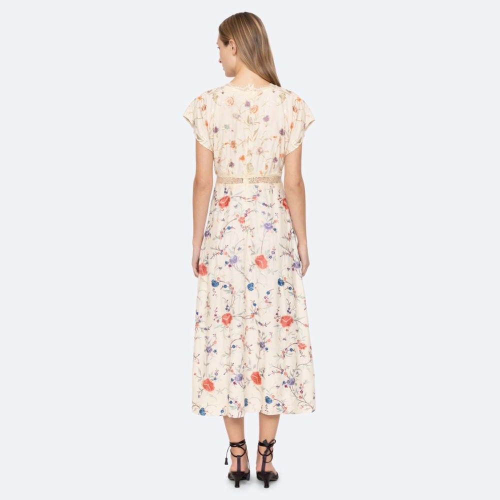 NWT Sea New York Priscilla Flower Embroidered V-Neck Short Sleeve Maxi Dress - Picture 8 of 13